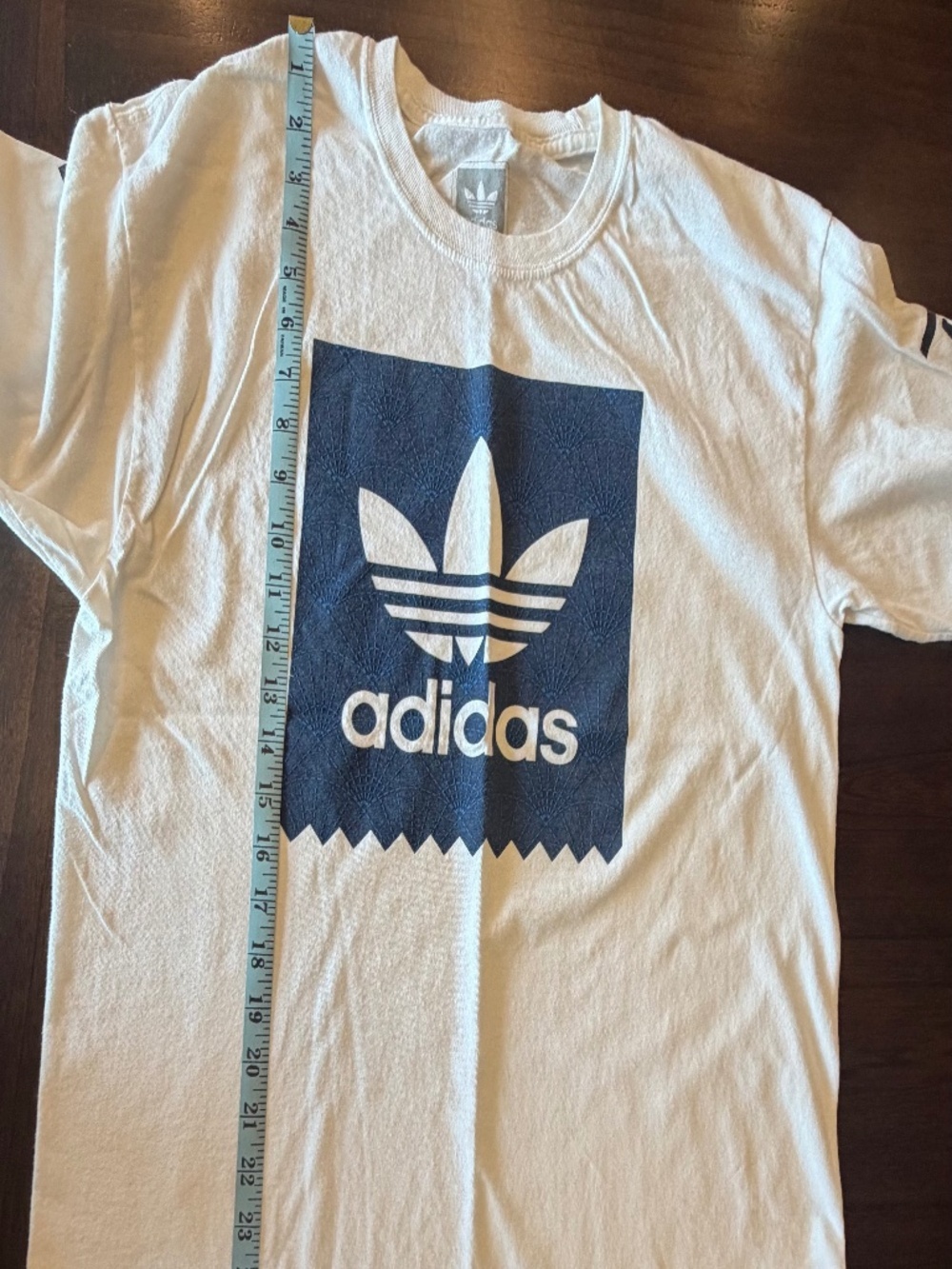 Adidas White Long Sleeve with Print on front and sleeves, Size Large - Picture 8 of 8
